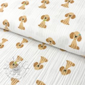 Tetra Tkanina/Muslin Dogs white digital print