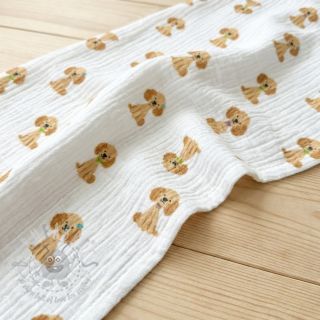 Tetra Tkanina/Muslin Dogs white digital print