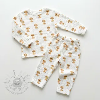 Tetra Tkanina/Muslin Dogs white digital print