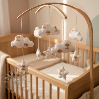 Tetra Tkanina/Muslin Dogs white digital print