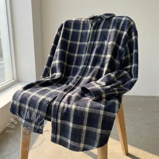 Viskoza Scottish Check YARN DYED BRUSHED navy