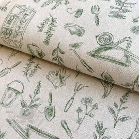 Dekorativna tkanina Linenlook Garden Plant Tool digital print