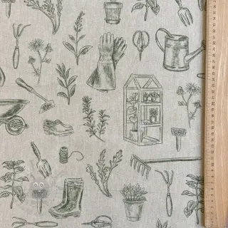 Dekorativna tkanina Linenlook Garden Plant Tool digital print
