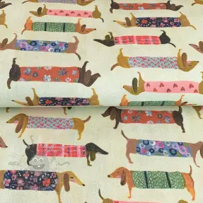Dekorativna tkanina premium Family Dachshund digital print