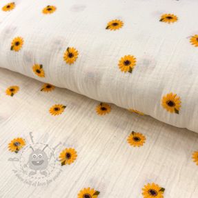 Tetra Tkanina/Muslin EMBROIDERY Sunflowers natural