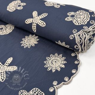 Pamuk EMBROIDERY Sea ornaments navy