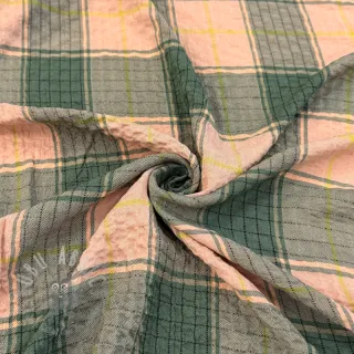 Viskoza CRINKLE Check peach