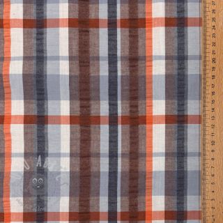 Pamuk SEERSUCKER YARN DYED Checks blue