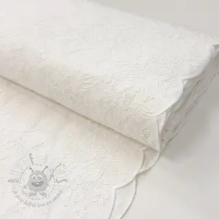 Pamuk VOILE EMBROIDERY Flowers TWO-SIDED SCALLOP white