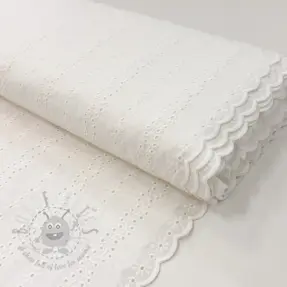 Bavlnená látka EMBROIDERY TWO-SIDE SCALLOP Neo white
