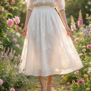 Pamuk VOILE EMBROIDERY Flowers white