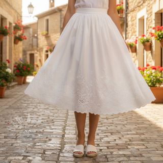 Pamuk VOILE EMBROIDERY ONE-SIDE BORDER white
