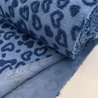 Tkanina za kapute TEDDY Hearts jeans