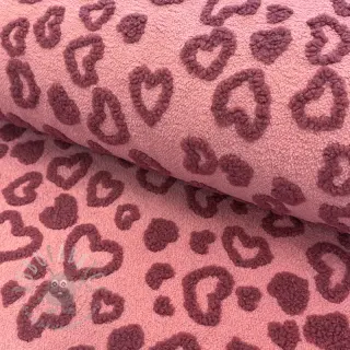 Tkanina za kapute TEDDY Hearts old pink