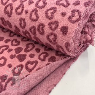 Tkanina za kapute TEDDY Hearts old pink