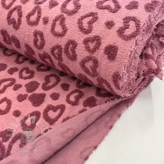 Tkanina za kapute TEDDY Hearts old pink