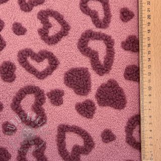 Tkanina za kapute TEDDY Hearts old pink