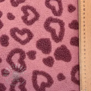 Tkanina za kapute TEDDY Hearts old pink