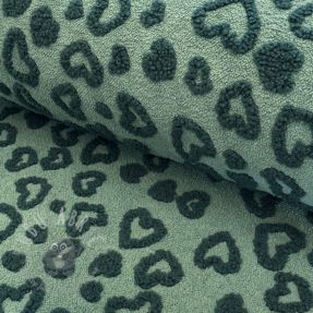 Tkanina za kapute TEDDY Hearts old green