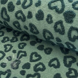 Tkanina za kapute TEDDY Hearts old green