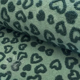 Tkanina za kapute TEDDY Hearts old green