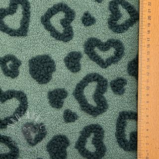 Tkanina za kapute TEDDY Hearts old green