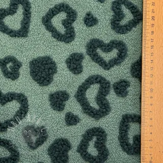Tkanina za kapute TEDDY Hearts old green