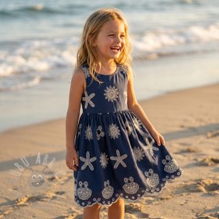 Pamuk EMBROIDERY Sea ornaments navy