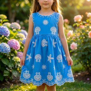 Pamuk EMBROIDERY Sea ornaments light blue