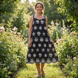 Pamuk EMBROIDERY Sea ornaments black