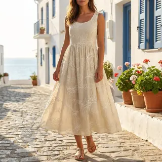 Pamuk VOILE EMBROIDERY Kokka natural