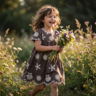 Pamuk EMBROIDERY Sea ornaments brown