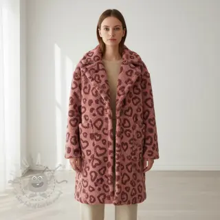 Tkanina za kapute TEDDY Hearts old pink