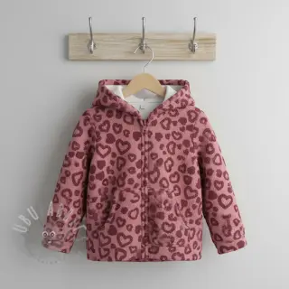 Tkanina za kapute TEDDY Hearts old pink