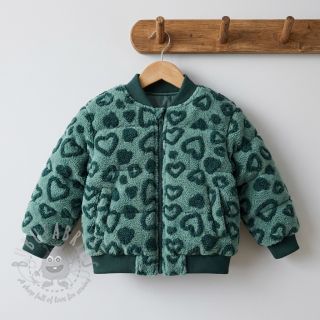 Tkanina za kapute TEDDY Hearts old green