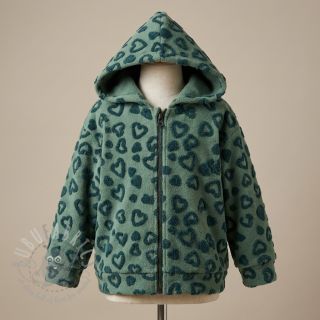 Tkanina za kapute TEDDY Hearts old green