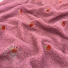 Tkanina za kapute EMBROIDERY Little mushrooms pink