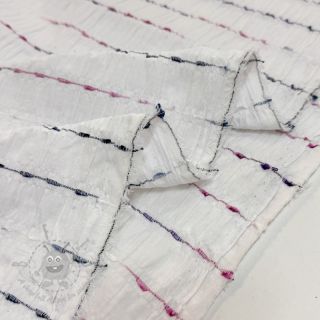 Pamučna tkanina DOBBY CRINKLE Stripe white
