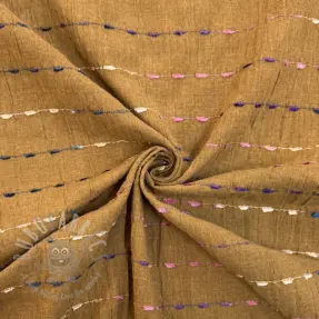 Pamučna tkanina DOBBY CRINKLE Stripe camel