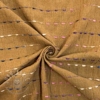 Pamučna tkanina DOBBY CRINKLE Stripe camel