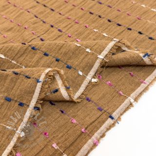 Pamučna tkanina DOBBY CRINKLE Stripe camel