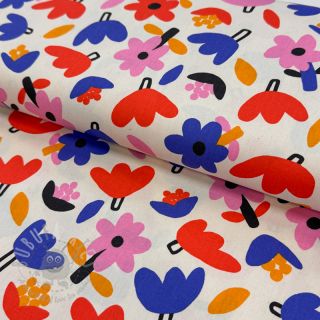 Pamuk Flowers natural/blue by JENNIFER BOURON ORGANIC