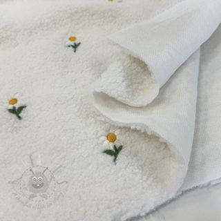 Tkanina za kapute TEDDY EMBROIDERY Flowers off white