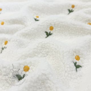 Tkanina za kapute TEDDY EMBROIDERY Flowers off white