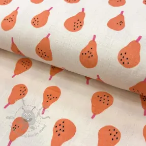 Tetra Tkanina/Muslin Pears peach by JENNIFER BOURON ORGANIC
