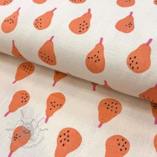 Tetra Tkanina/Muslin Pears peach by JENNIFER BOURON ORGANIC