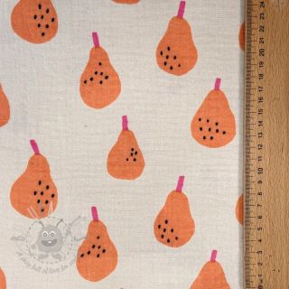 Tetra Tkanina/Muslin Pears peach by JENNIFER BOURON ORGANIC