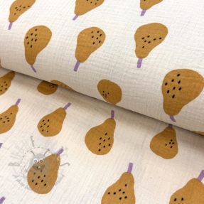 Tetra Tkanina/Muslin Pears ochre by JENNIFER BOURON ORGANIC