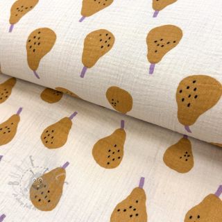 Tetra Tkanina/Muslin Pears ochre by JENNIFER BOURON ORGANIC