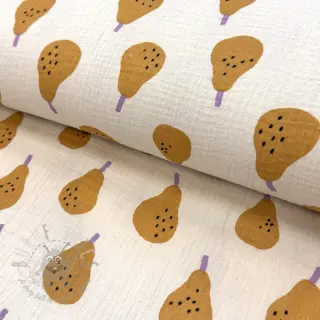 Tetra Tkanina/Muslin Pears ochre by JENNIFER BOURON ORGANIC